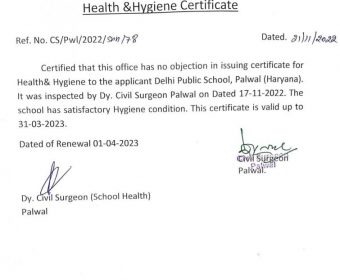 Health & Hygiene Certificate